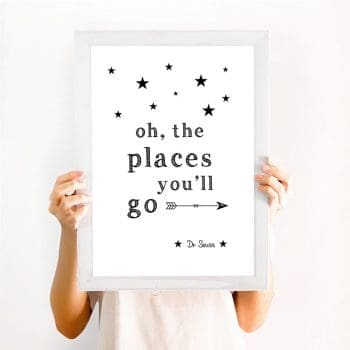 Dr Seuss Quote Print - oh the places you'll go