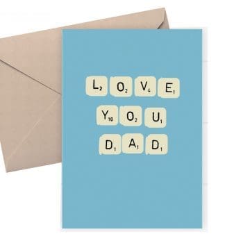 Love you Dad - birthday or Father's Day card - with a blue background