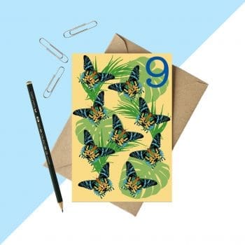 Ninth Birthday Card - Moth Design