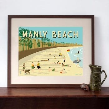 Manly Beach Sydney - Retro Travel Poster