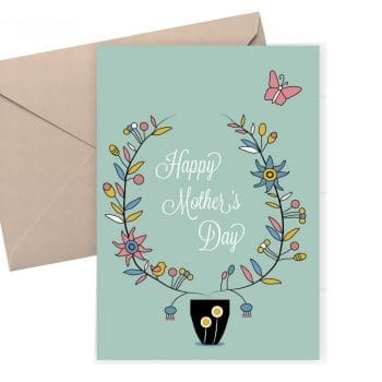Mother's Day Card - Floral card with a green background