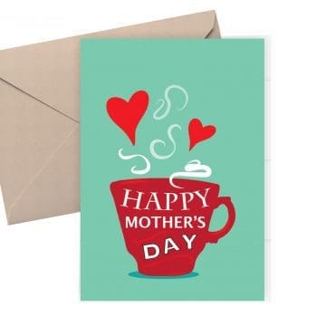 Mother's Day Card - cup of tea card with green background