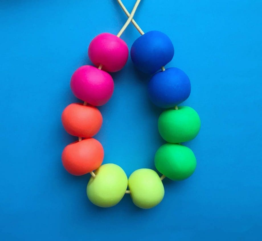Neon rainbow polymer clay necklace
