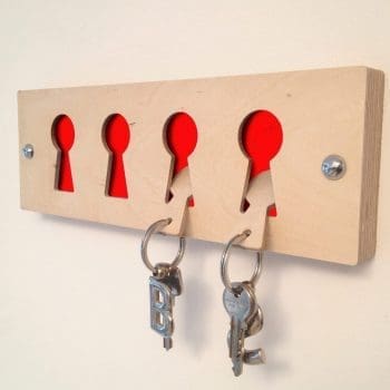 Red Birch faced ply key rack and fobs