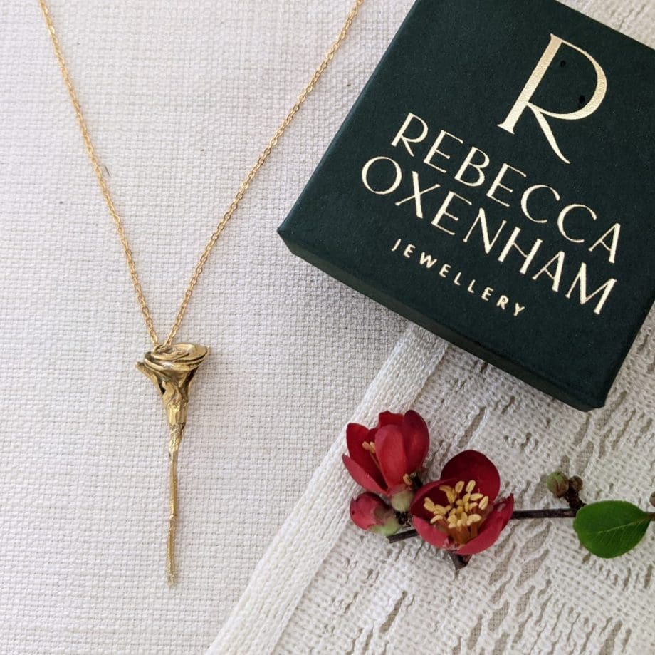 Single Rose Necklace - Gold Plated