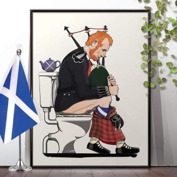 Scottish Bagpipe Player on the Toilet