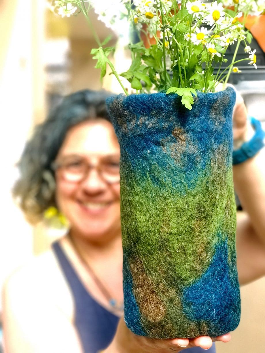 Mossy Turquoise, Felt Vase and Pot Cover