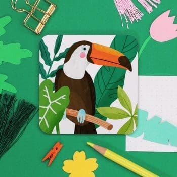 Toucan Coaster, Cute Parrot Illustration Homeware