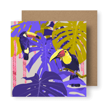 ‘Hornbills Amid Monstera’ Sustainable Greeting Card