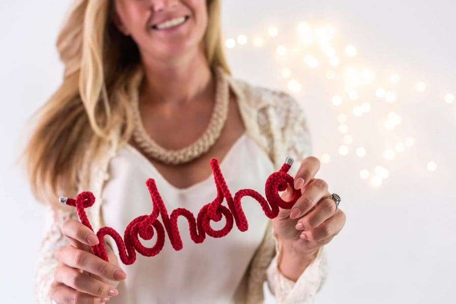 Ho Ho Ho knitted word decoration