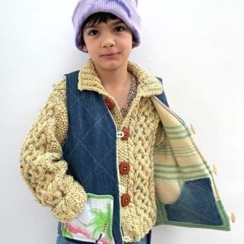 Kids reversible recycled denim quilted gilet