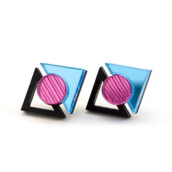 FORM068 KHUFU I Stud Earrings - Ice blue and Baby pink
