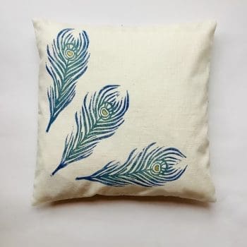 Cream Large Feather linen cushion cover
