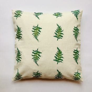 Cream Small Fern linen cushion cover