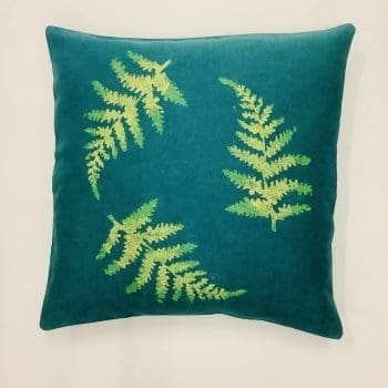Green Large Fern linen cushion cover