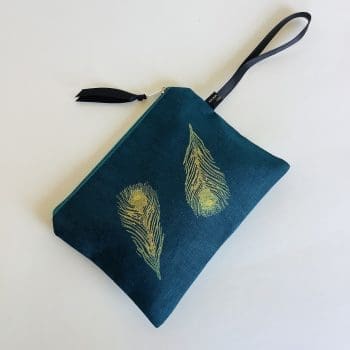 Linen-Zip-Up-Pouch-petrol-blue-with-peacock-feathers-motif
