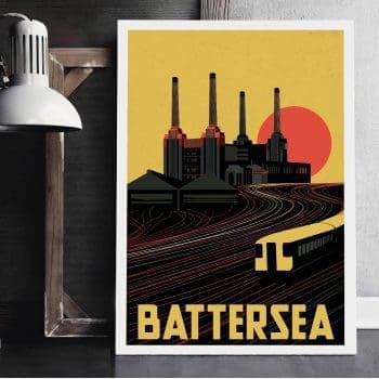 Battersea Power Station - Art Deco Industrial London Illustrated art print