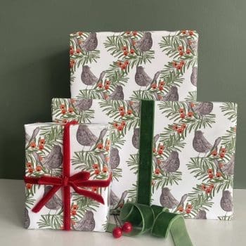 Black Bird and Yew Festive Wrapping Paper