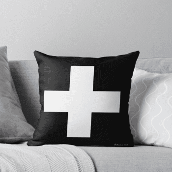 Swiss Cross Cushion - Black on White - Large Cross
