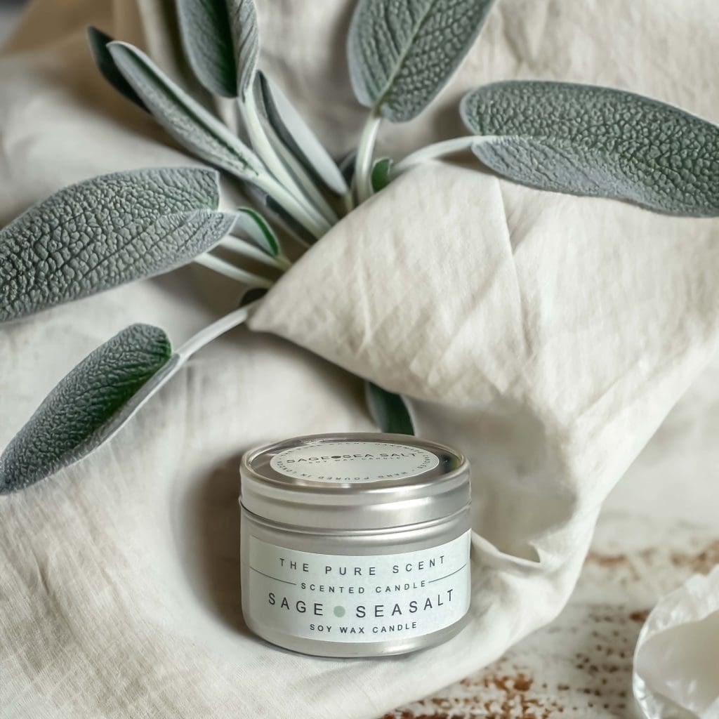 mini candle - stocking filler - sage and sea salt candle 