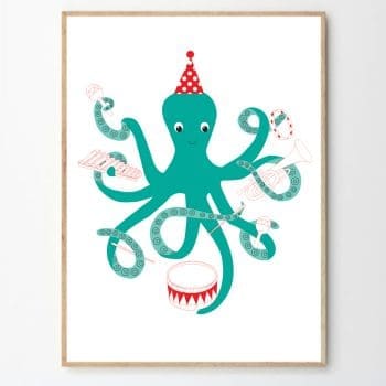 Musical octopus- Instruments- nursery wall art