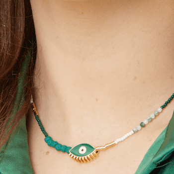 Adlee – Essential Oil Diffuser Necklace with Enamel Evil Eye bead