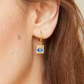 Azra – 24Kt Gold Plated Enamelled Brass Evil Eye Earrings