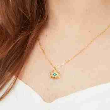 Azul – 24kt Gold Plated Green and Blue Evil Eye Necklace