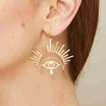 Oya – Big Evil Eye brass charm Earrings