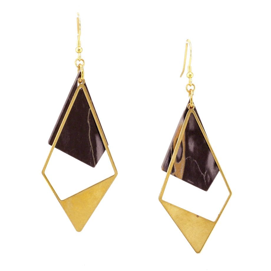 Black Portoro Marble gold vermeil Dangle Earrings