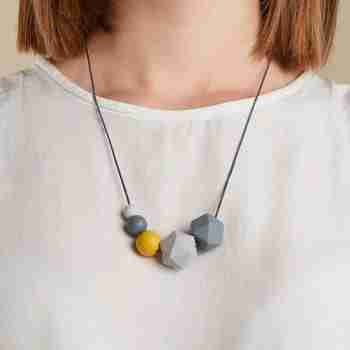 Silicone Necklace – Grey and Mustard Yellow