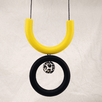 Mustard, black and leopard Silicone Necklace