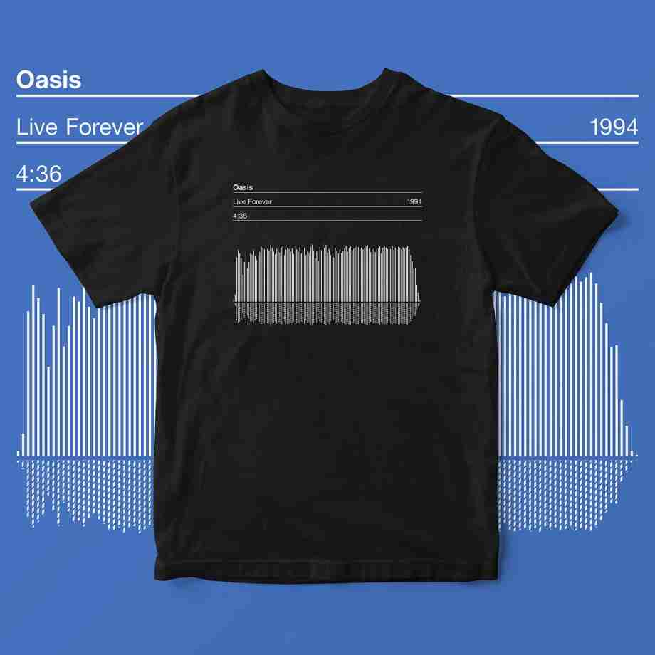 Oasis, Live Forever, Song Sound Wave Graphic T Shirt