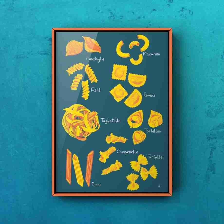 A Selection of Pasta Art Print