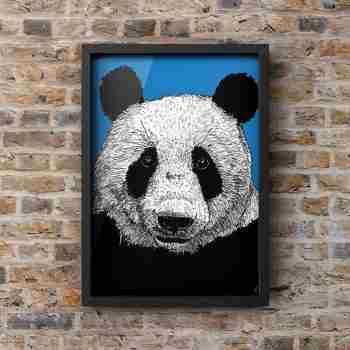 The Lazy Bear - Panda Portrait Print unmounted in Black frame