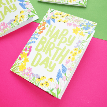 Floral and Colourful Happy Birthday Card