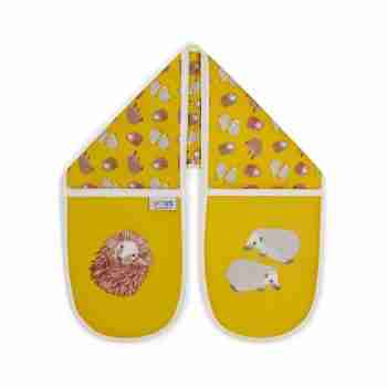 Sunny yellow hedgehogs oven gloves