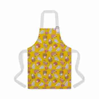 Hedgehogs Unisex Apron for Children in yellow