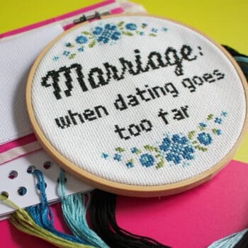 Funny Marriage Quote Cross Stitch Kit