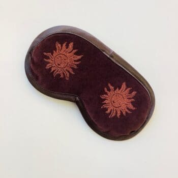 Luxury Chocolate Velvet Lavender Infused Eye Mask with copper Sun design